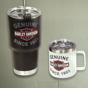 Harley-Davidson Black and Silver Travel Mug Set